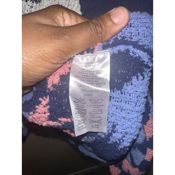 Shop Wanna B Aztec Print Open Front Cardigan Sweater Blue‎ Pink White Large - Picture 3 of 5